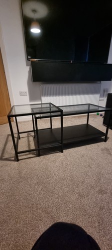 Black glass nest tables set - black,