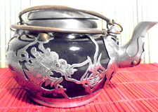 Chinese Pewter & black Ceramic
