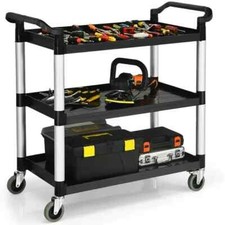 Costway 3 Shelf Utility Cart with 360° Wheels Support 20kg Aluminium Frame