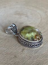 Forest Opal Pendant Sterling Silver 925 Plated Vintage Style Bohemian