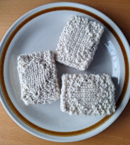 Hand knitted custard cream - knitted,