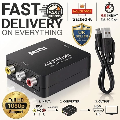 Hdmi converter 1080p rca - av, to