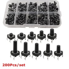 200Pcs PCB Micro Momentary Tact Assortment 4Pin 6x6mm Tactile Switch Push Button