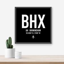 Personalised Birmingham Airport code print - Any Airport/Location, Aviation