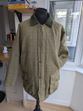 Turnstone Wool Green Tweed Shooting Country Waterproof Coat Made In UK Size L