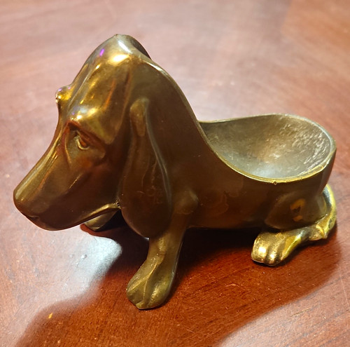 Brass tone basset - basset, hound