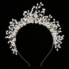 Wedding Party Bridal Bridesmaid Girl Faux Pearl Crown Headband Tiara