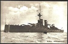 HMS AUDACIOUS. GENUINE PC. ROYAL NAVY. DREADNOUGHT BATTLESHIP.