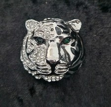 Rhinestone Tiger Head Silver &