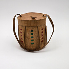 Vintage Handmade Hand-Tooled Leather Cylindrical Handbag – Embossed & Inlaid