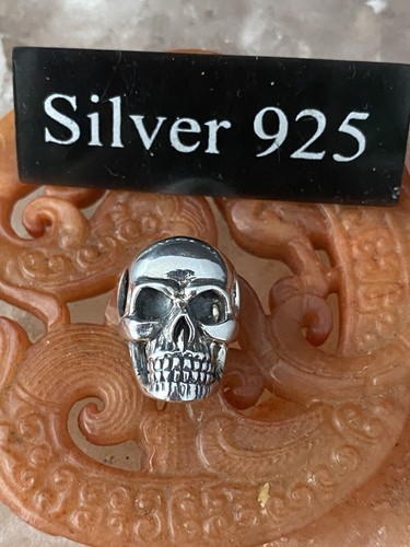 Solid silver skull - solid, pendant