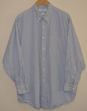 Brooks Brothers Blue & Yellow Check Cotton Button Down Formal Shirt Size 17