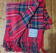 Red Tartan Plaid Blanket All Wool 59" x 54" Highland Home Industries Scotland