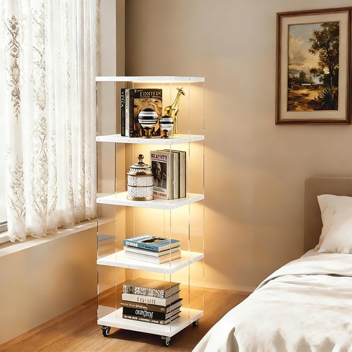 Rotating bookshelf with led - with,