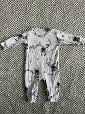 Mini Rodini SIAMESE CAT BABY JUMPSUIT White 2-4 Months Green