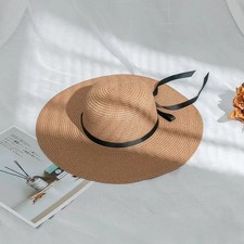 Women Wide Brim Straw Hat Foldable Sun Hats Adjustable Beach Floppy Visor Caps