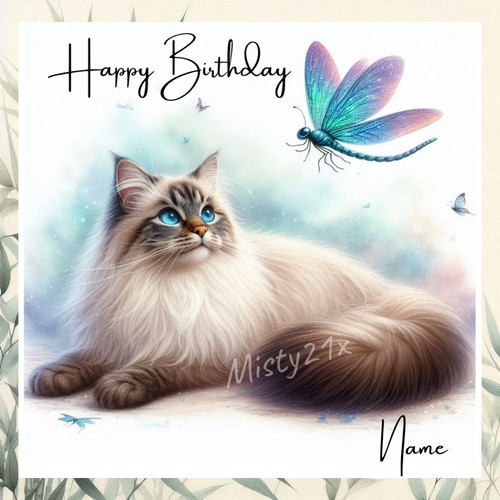 Personalised birman cat - birman, happy