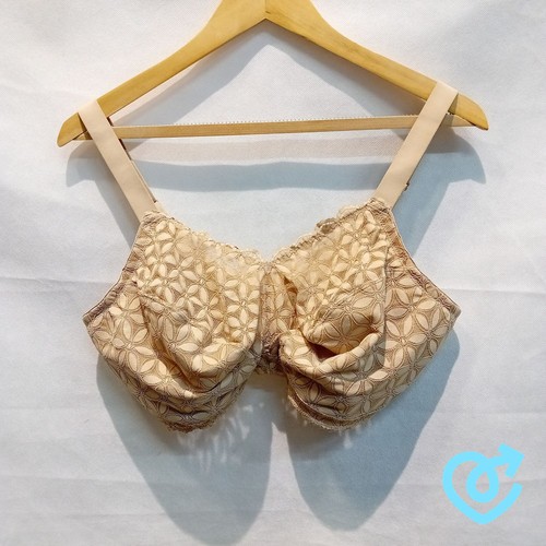 Cream floral lace bra - cream,