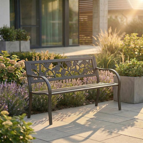Steel garden bench seater - steel,