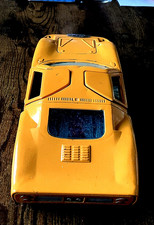 Vintage Bandai Tin Plate Ford G-740 Battery Operated Orange Car