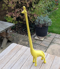 Animal Ornament Cast Metal Yellow Giraffe Tall Figurine