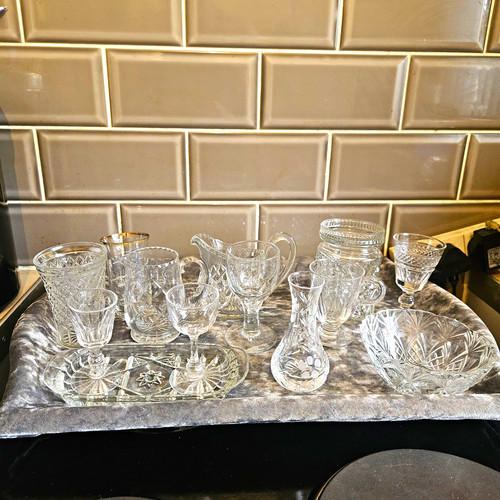 12pc clear cut glassware mixed - 12pc,