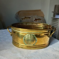 Brass Plant Pot Holder With Shell Detail