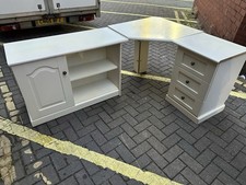 Corner Desk / Dressing Table Off White Cupboard Drawers Modern 