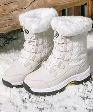 Womens White Lace Up Snow