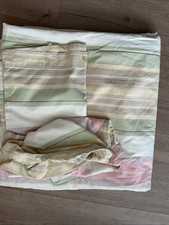 Laura Ashley Double Duvet Cover and Two Pillowcases Pastel Striped Cotton