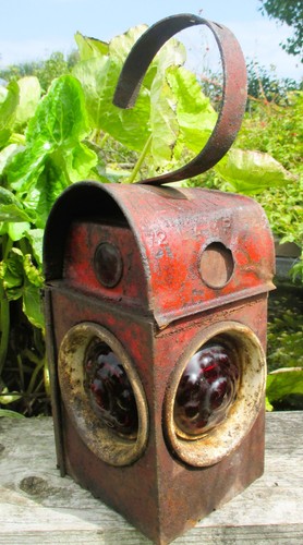 Vintage railway warning lamp - railway,