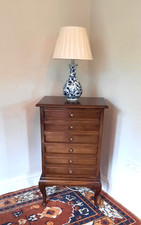 Vintage Antique Edwardian Mahogany Six Drawer Music Cabinet Drop Front Drawers