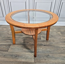 Retro Vintage Teak Round Glass Coffee Table - Undershelf – Mid Century Modern
