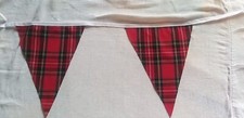 Home made Bunting comprised of 10 Scottish Red Tartan Pendant Flags