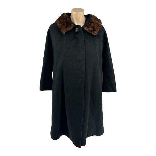 1950s black wool - wool, coat