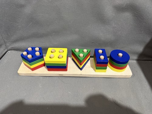 Wooden shape sorting stacking - wooden,