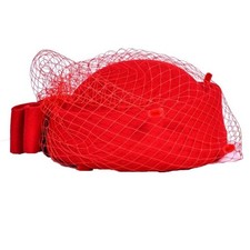 British Style Pillbox Hat Solid Color Topper Hat Wool Bow Hat with Veil  Ladies