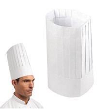 Chef Toque Hat Tall White Disposable Professional Paper Hotel Catering Pro