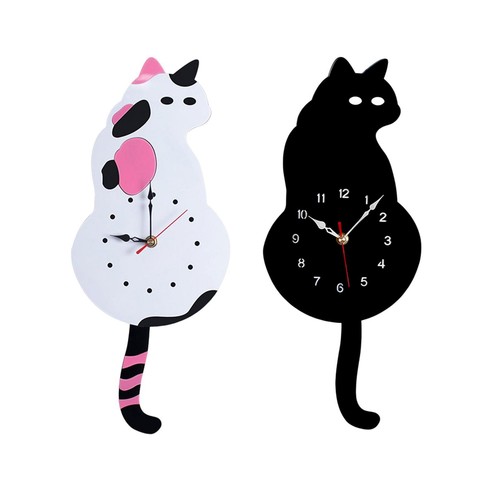 Silent cat pendulum wall clock - silent,