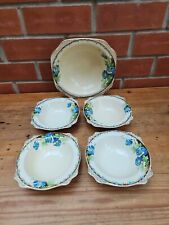 4 x Royal Staffordshire Pottery A J Wilkinson Honeyglaze Bowls Blue Poppy Design