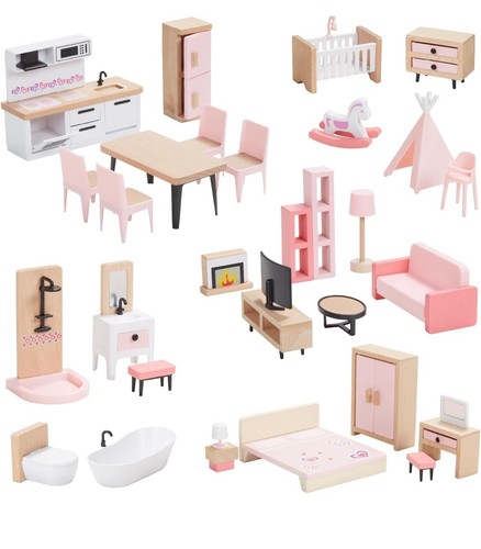 32pcs wooden dollhouse - 32pcs,