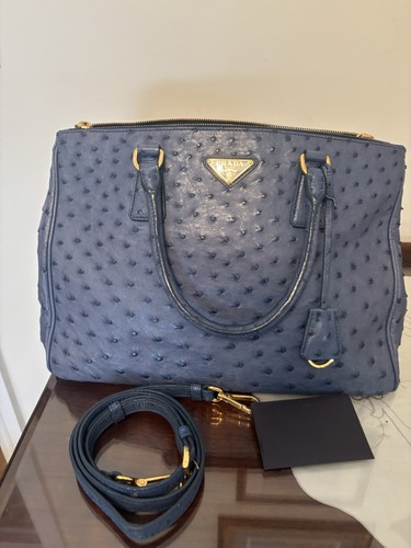 Prada ostrich double zip tote - ostrich,