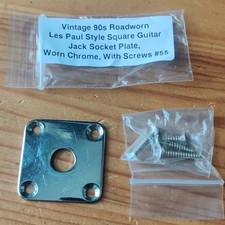 Vintage 90s Roadworn Les Paul LP Style Square Chrome Jack Socket Plate #55