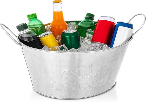 Galvanised steel drinks cooler - galvanised,