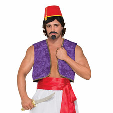 Men's Aladdin Desert Prince Fancy Dress Party Outfit Genie Vest Costume Purple