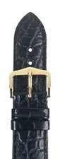 Hirsch Baron 20 mm black watch strap (crocodile), length L (no QR pins)