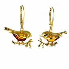 Amber Robin Earrings Gold