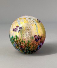 Jonathan Harris Studio Glass Ironbridge 6.5cm Paperweight Gold Leaf & Millifleur