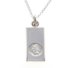 Small sterling silver St Christopher pendant necklace  with 18" chain