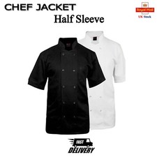 Chefs Jacket Unisex Short Half Sleeve Chef Coat Kitchen Uniform MACHINE WASHABLE